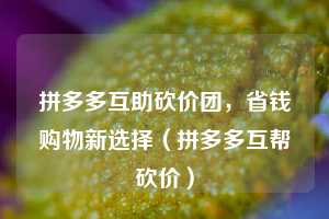 拼多多互助砍价团，省钱购物新选择（拼多多互帮砍价）  第1张